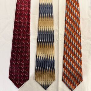 Lot Of 3 ARROW Men's 100% Imported Silk Neck Ties Made In USA EUC